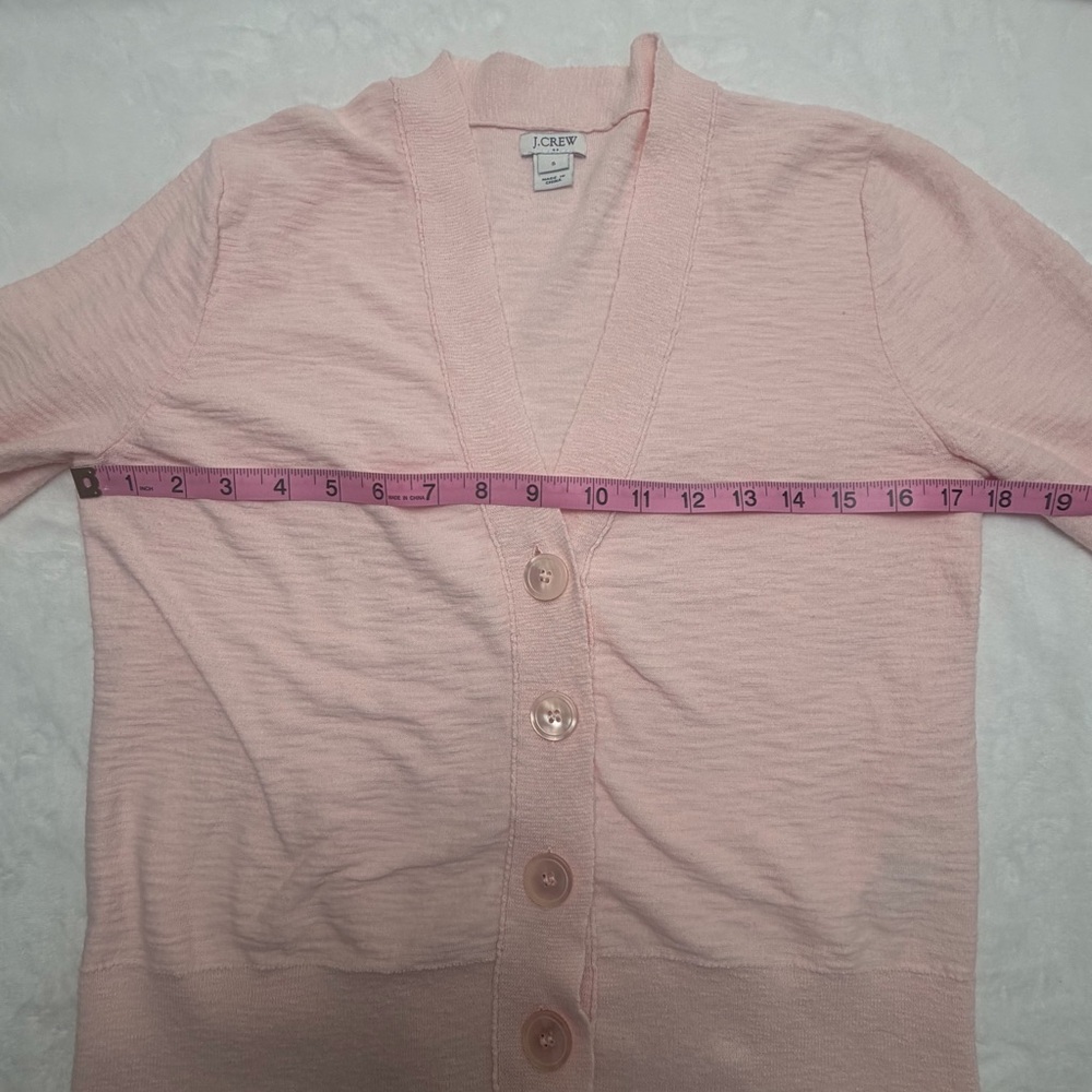 J.Crew Light Pink Cotton Button Cardigan Sweater S Coquette Preppy Minimalist - Picture 8 of 10